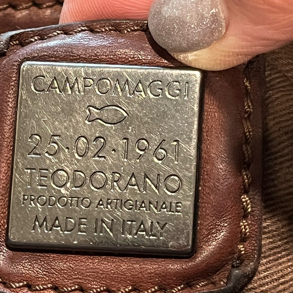 Brown Studded Leather Shoulder Bag, Campomaggi made in Italy - Picture 6 of 8